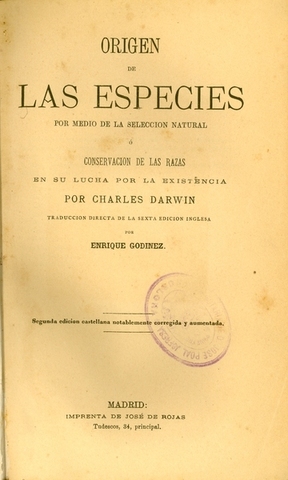 Primera traducción al castellano de El origen de las especies.