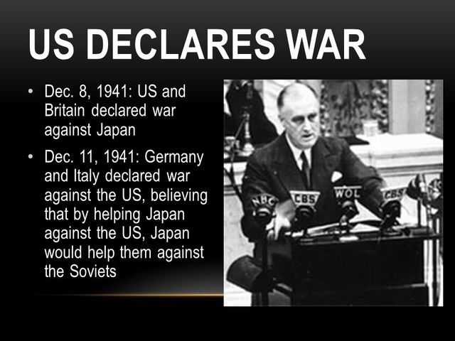 U.S declares war on japan