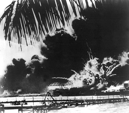 The Japanese attack the US Naval Base at Pearl Harbour,Hawaii.