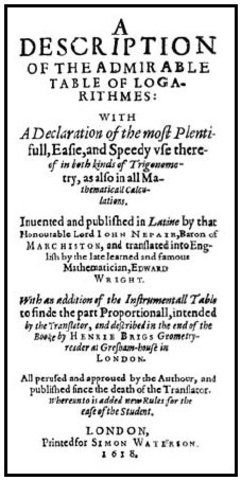 Libro: "Descripción de una admirable tabla de logaritmos"