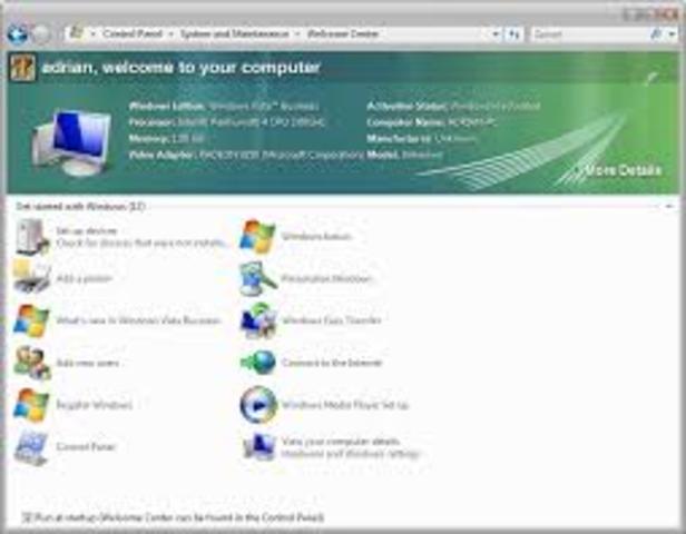 WINDOWS VISTA – WELCOME CENTER