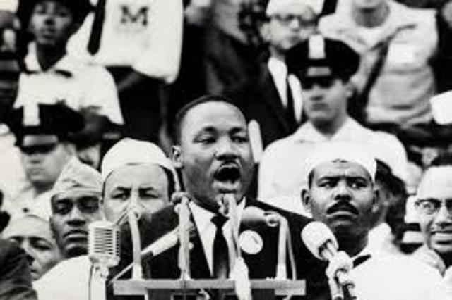 Delivers "I Have A Dream" speech during the March on Washington