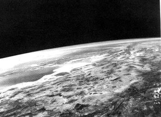 Camera on V-2 Rocket No.13 takes photos first of Earth from space