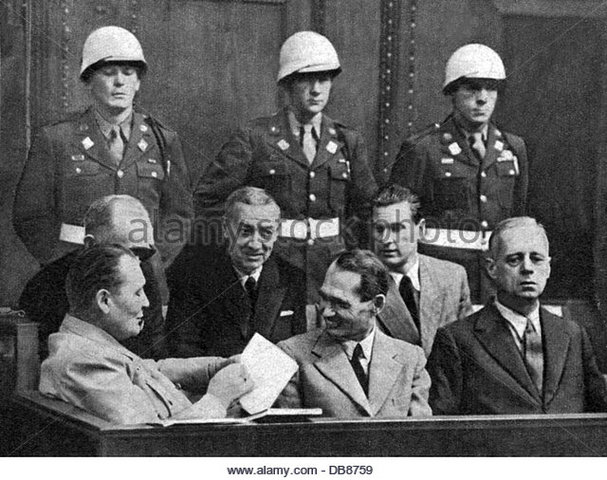 1st Nuremberg Trials take place in Nuremberg Germany trying High ranking Nazis.