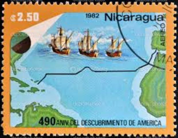 Columbus claims Nicaragua for Spain (http://www.countriesquest.com/central_america/nicaragua/history/pre-columbian_and_colonial_periods.htm)