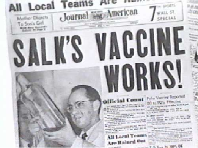 1954 Salk develop polio vaccine