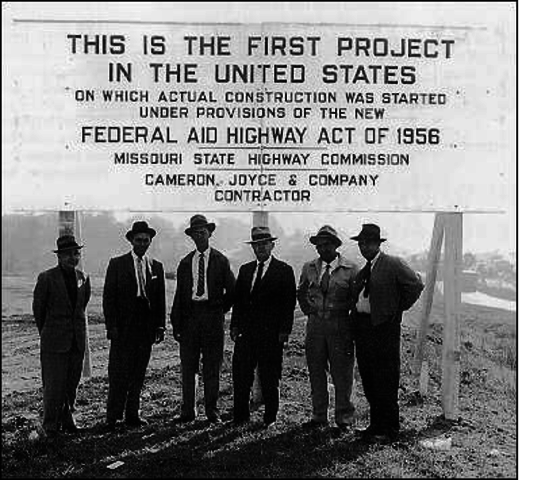 1956 Interstate highway Act expands highway construction.