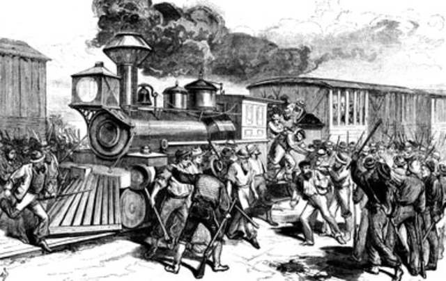Railroad workers strike across United States; The Great Railroad Strike