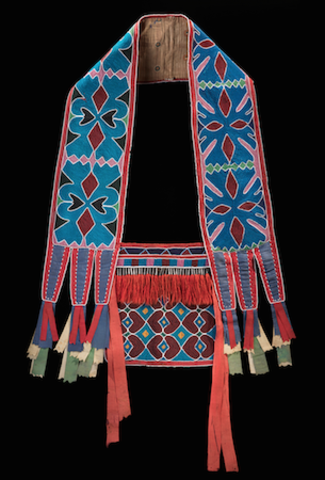 Bandolier bag. Lenape (Delaware tribe, Eastern Woodlands). c. 1850 C.E. Beadwork on leather.