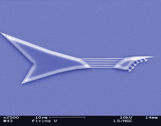 Nanoguitarra construida por el Universidad de Cornell