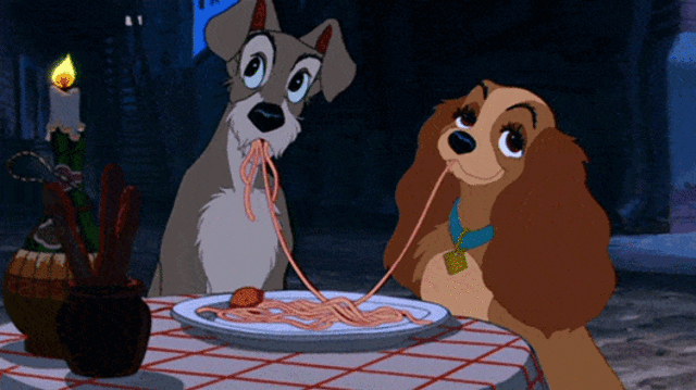 The Lady in the Tramp "Iconic Spaghetti Kiss Scene"