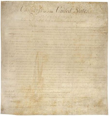 United States Bill of Rights is Ratified