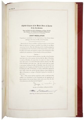 The Twenty-second Amendment is ratified