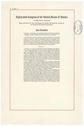 The Twenty-fifth Amendment is ratified