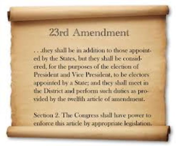 23rd Amendment is Ratified