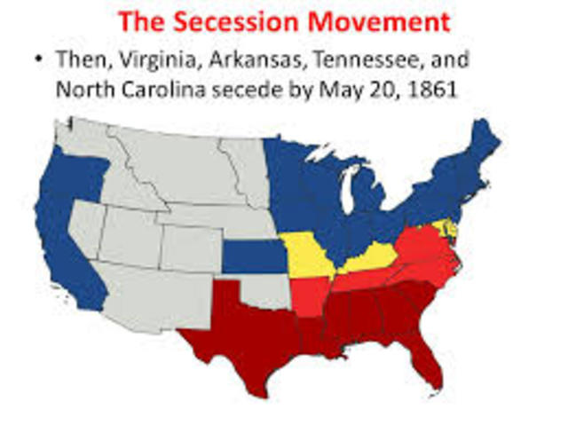 Virginia, Arkansas, North Carolina, and Tennessee Secede