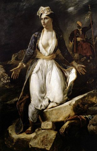 "La Grèce expirant sur les ruines à Missolonghi" Delacroix