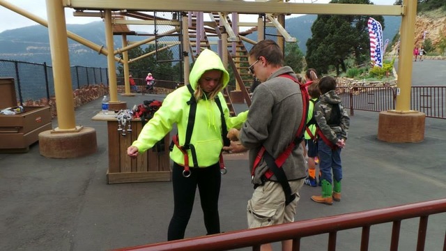 Zip-Lining Over Cave Of The Winds, CO