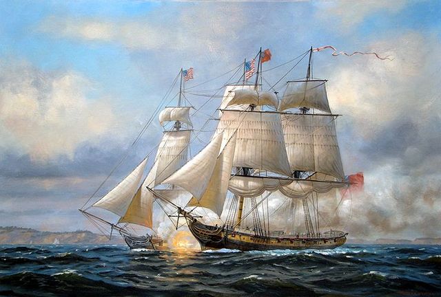 HMS Leopard fires on the USS Chesapeake