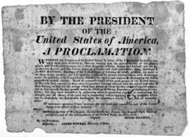 The United States declares war on Great Britain