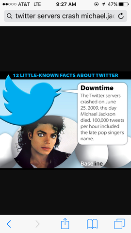 Twitter servers crash after Micheal Jackson dies.