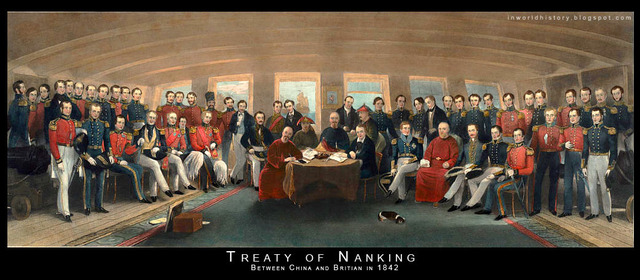The Treaty of Nanking was signed between the United Kingdom and the Qing Dynasty of China. China lost in the war.