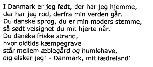 I Danmark er jeg født - strofe 1