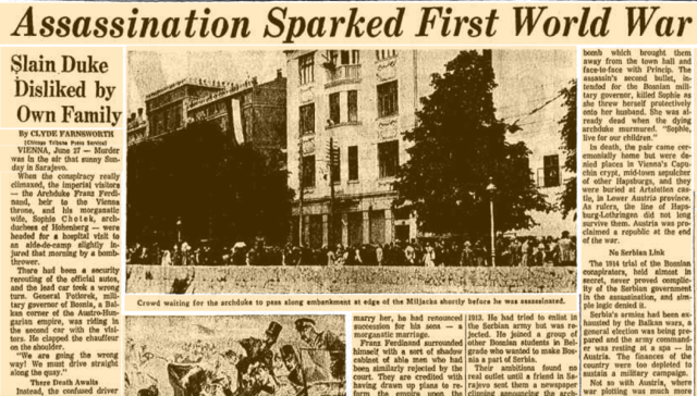 Anuncio del asesinato del archiduque Francisco Fernando en Sarajevo