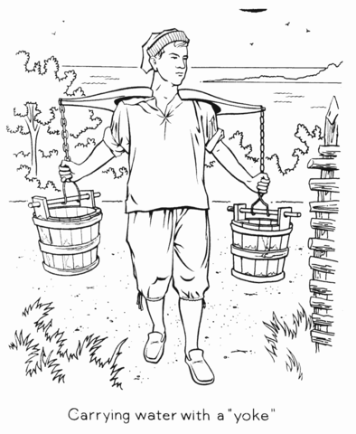 Aquam ē rivō in vīllam portant.