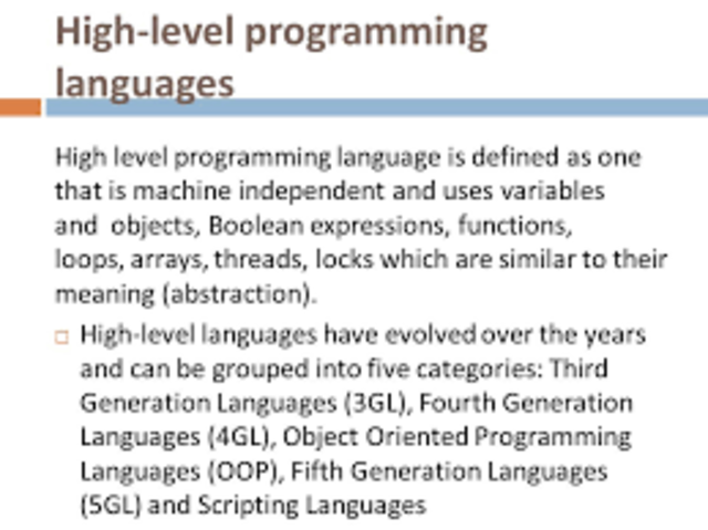 high level programing in language