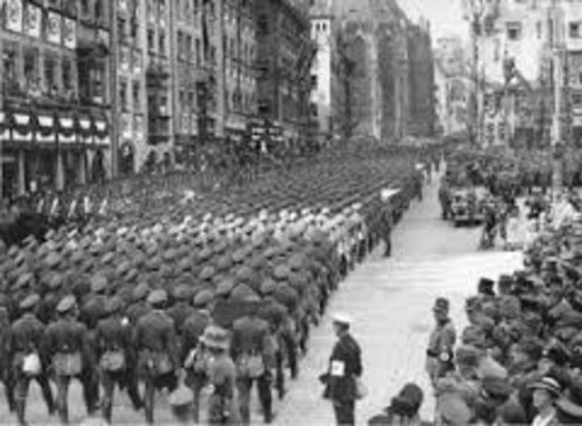 Hitler sends troops into Rhineland of Germany in violation of the Versailles Treaty