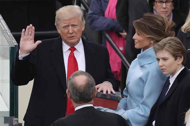 Donald J. Trump is sworn in as President
