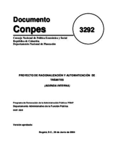 Documento CONPES 3292 de 2004
