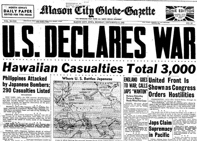 United States Declares War on Japan