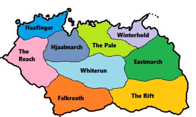 Statistics: Administrative divisions: Skyrim