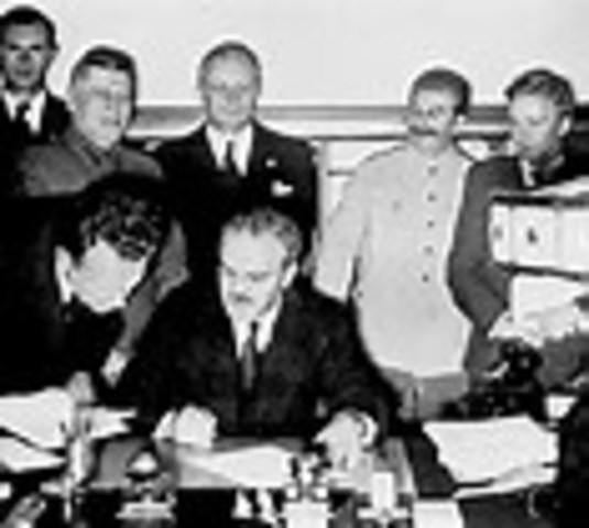 1939 Nazi-Soviet Pact signed by Hitler and Stalin