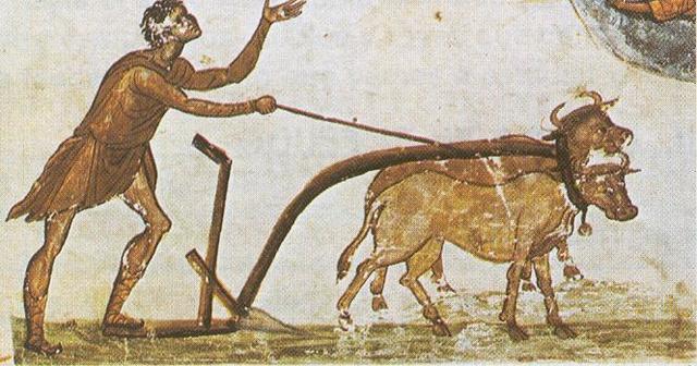 Arado tirado por bestias.