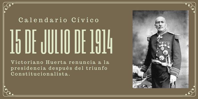 Huerta renuncia a la presidencia