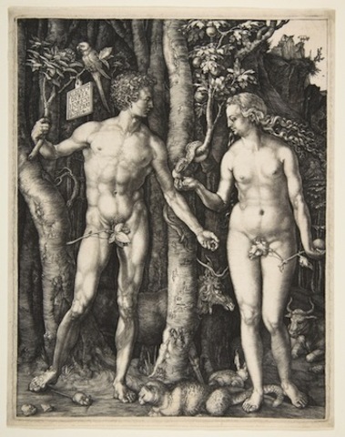 Adam and Eve. Albrecht Dürer. Engraving.