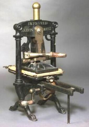 Iron Printing Press. Started making printing press' out of iron.