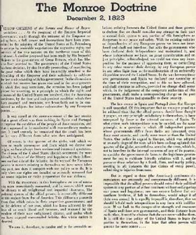 Monroe Doctrine is Issued
