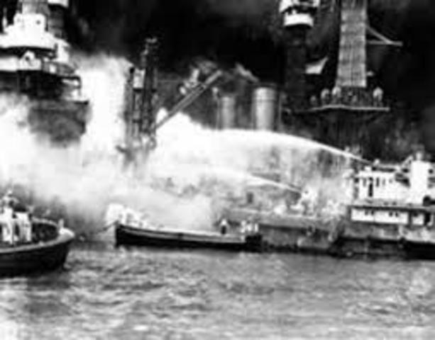 1941, Dec. 7 Pearl Harbor in Hawaii attacked by Japanese Naval and Air forces, US declares war on Japan, Germany and Italy declare war on the US -  Dec. 9