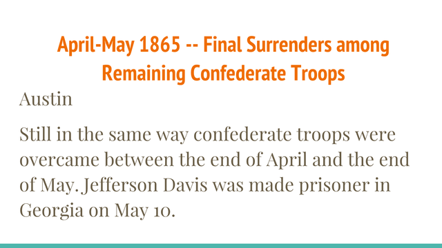 Final Surrenders among Remaining Confederate Troops