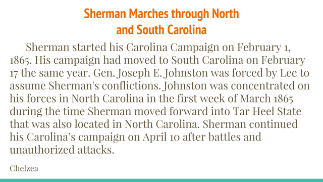 Sherman Marches Through North and South Carolina