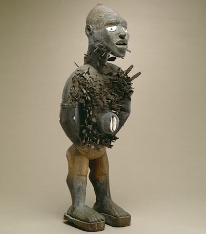 Power figure (Nkisi n'kondi). Kongo peoples (Democratic Republic of the Congo). c. late 19th century C.E. Wood and metal.