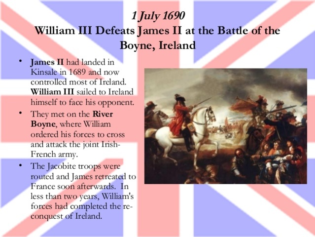 When did Willam 3 deafeat James 2