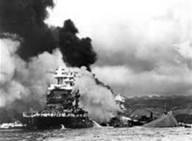 Dec. 7 Pearl Harbor in Hawaii attacked by Japanese Naval and Air forces, US declares war on Japan,                      Germany and Italy declare war on the US -  Dec. 9