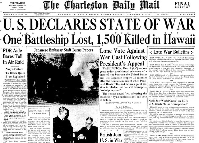 U.S. & Britain Claim War on Japan