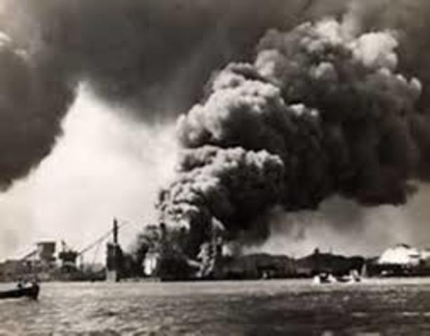 Pearl Harbor in Hawaii attacked by Japanese Naval and Air forces, US declares war on Japan, Germany and Italy declare war on the US