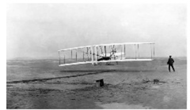 Orville and Wilbur Wright fly the Airplane